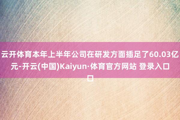 云开体育本年上半年公司在研发方面插足了60.03亿元-开云(中国)Kaiyun·体育官方网站 登录入口